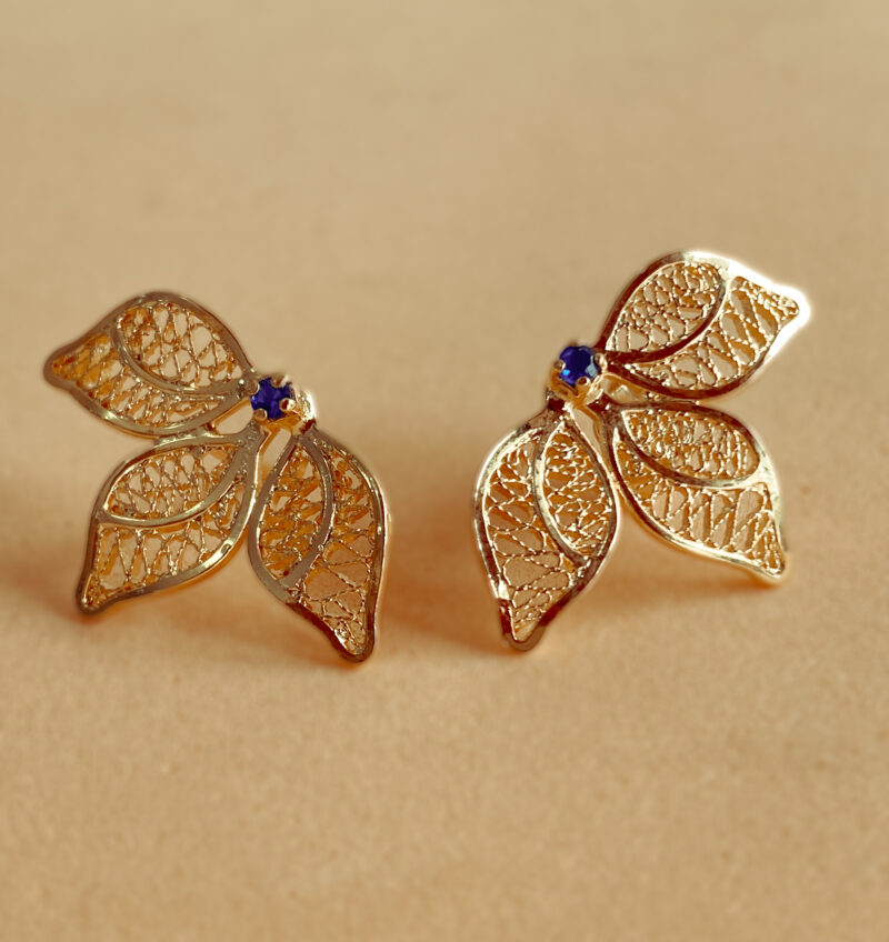 Mini tres hojas circón azul
